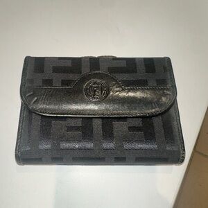 Fendi Black and Gray Monogram Wallet